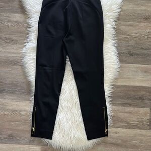 LOFT Stretch Black Track Pants with Gold Zipper Size 10